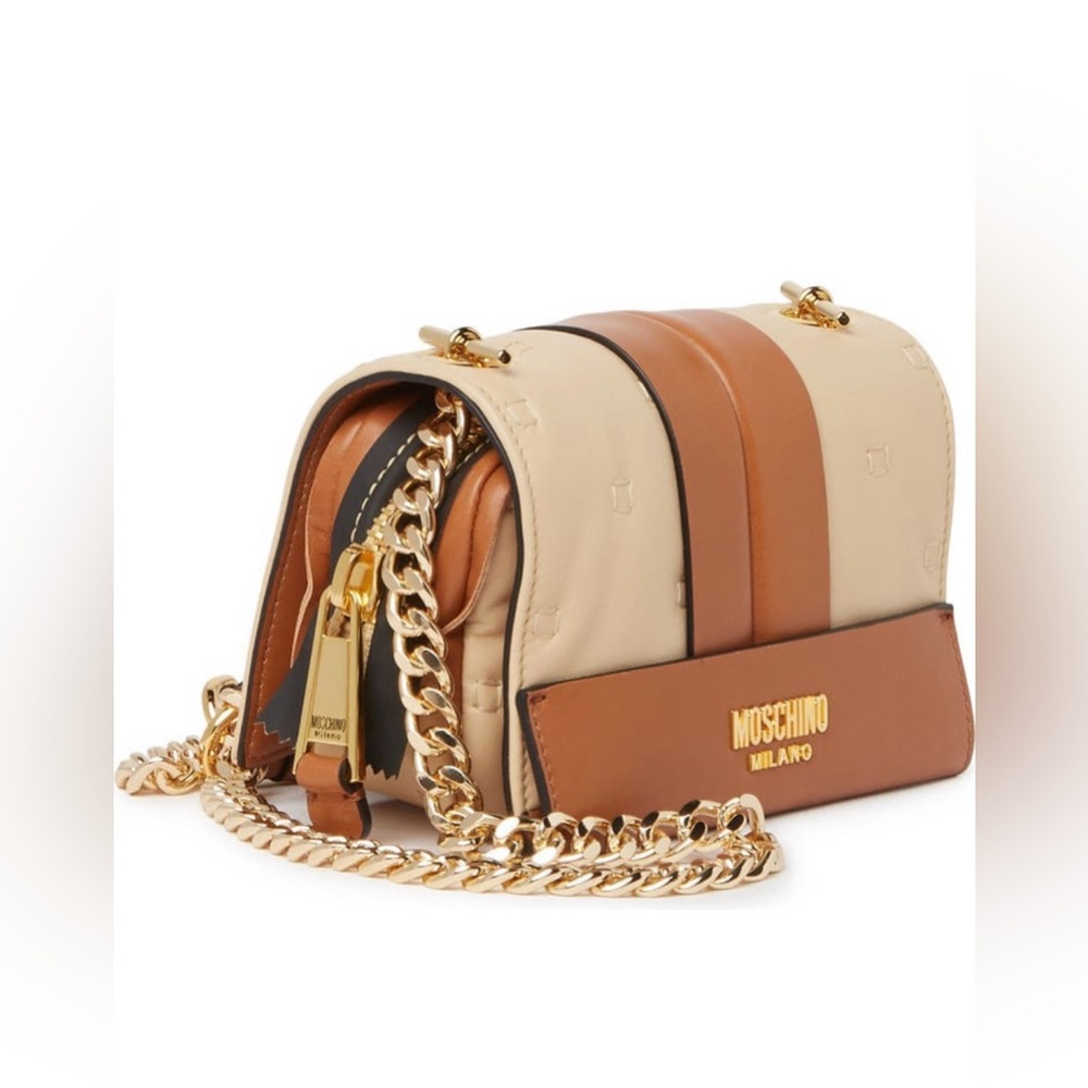Moschino Tri-Tone Leather Crossbody (Beige) - Picture 3 of 8